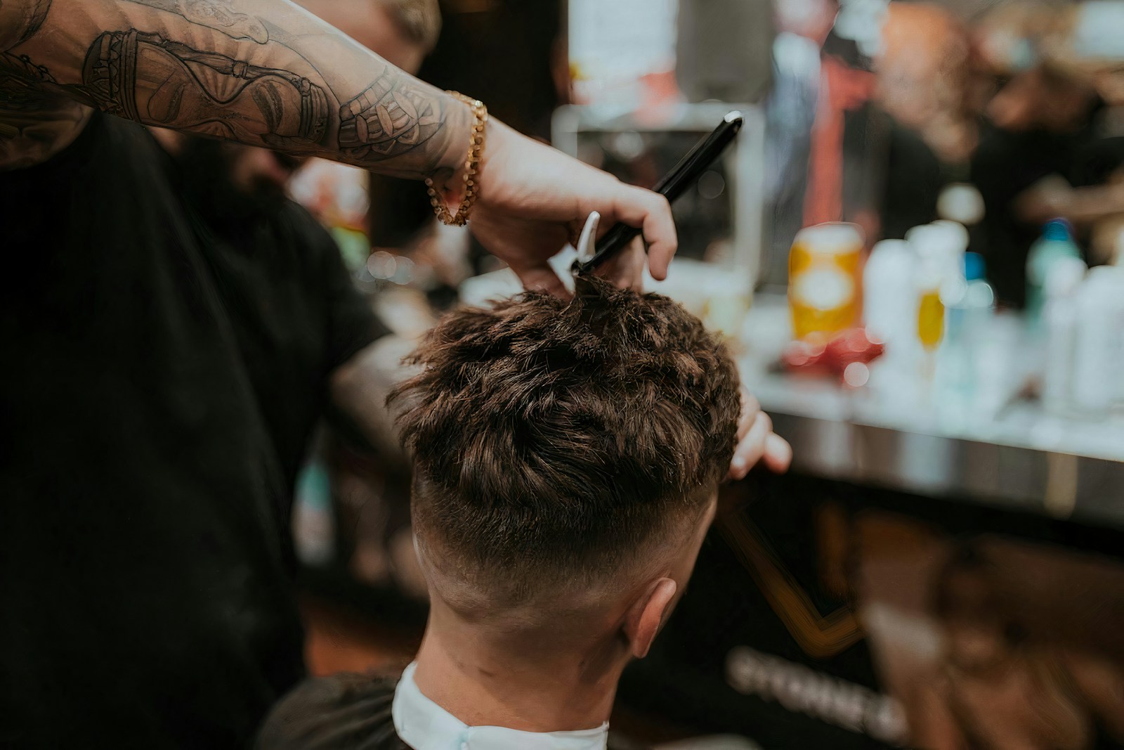 Barber cutting hair